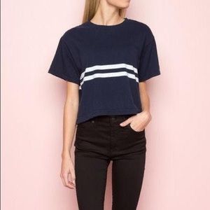 brandy melville navy and white aleena top